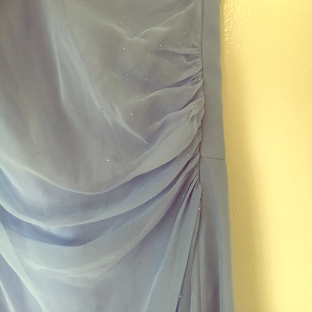 Floor length periwinkle prom dress